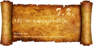 Tóth Kapisztrán névjegykártya